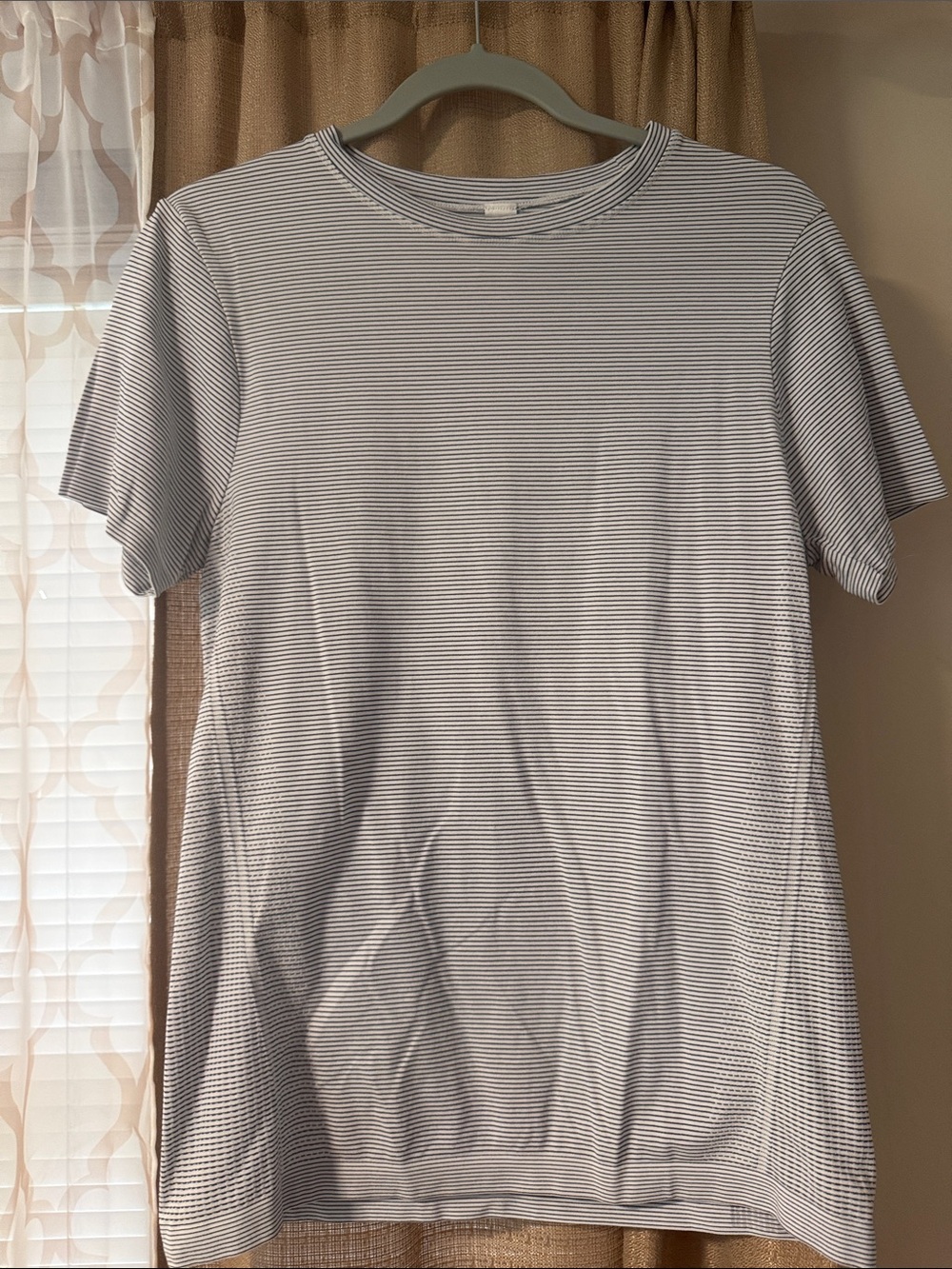 90 Degree By Reflex White & Black Striped Short Sleeve Crew